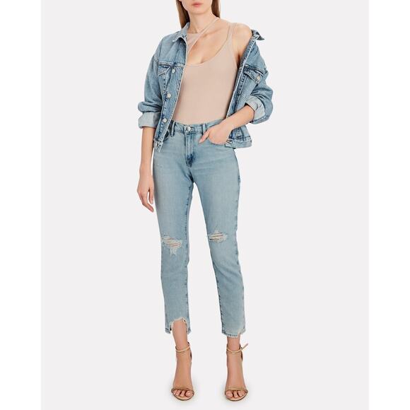 FRAME Le Garcon Crop High Rise Straight Leg Jeans Distressed Light Wash 26 - Picture 1 of 10